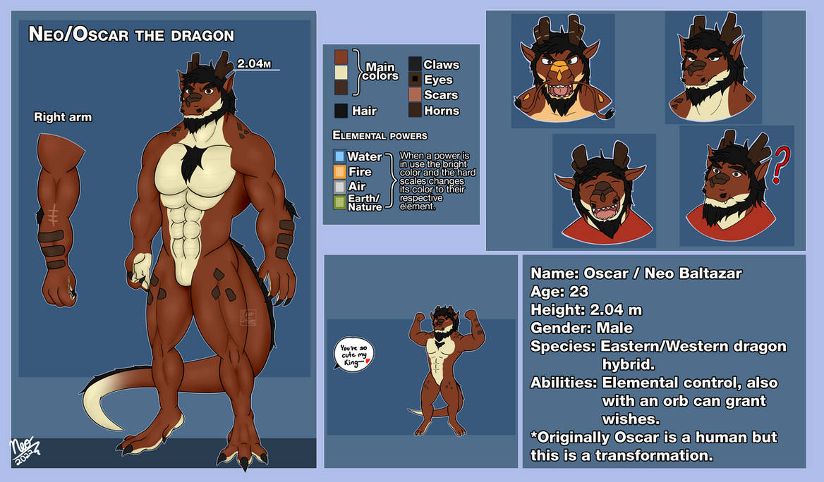 Oscar the dragon - New Reference Sheet SFW