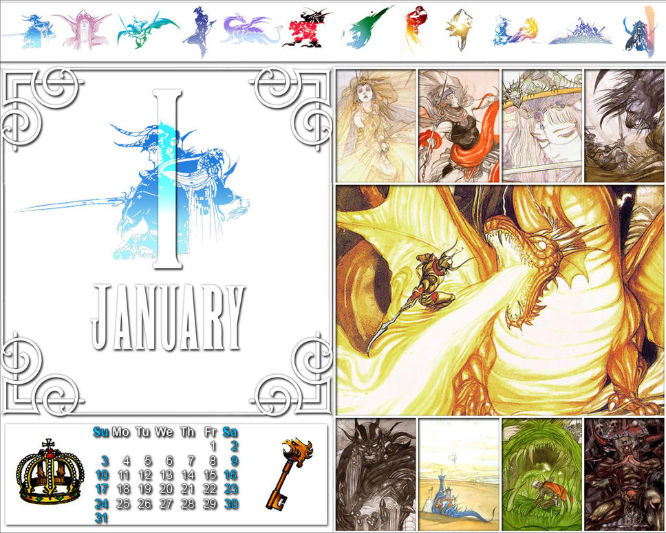 Final Fantasy Calendar Jan. by etcwhatever on DeviantArt