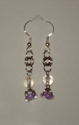 Lavender and clear earrings