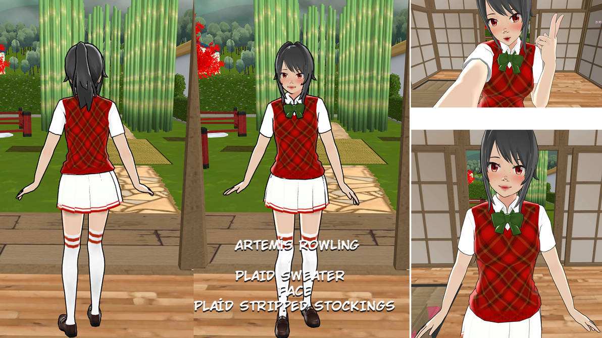 Plaid sweate+face+plaid stripped stockings by Artemis-Rowling on DeviantArt
