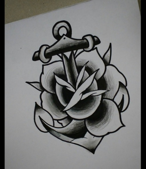 Anchor and rose - oldschool inspiration tattoo by vinivolpini on DeviantArt Anchor and rose - oldschool inspiration tattoo by vinivolpini on DeviantArt