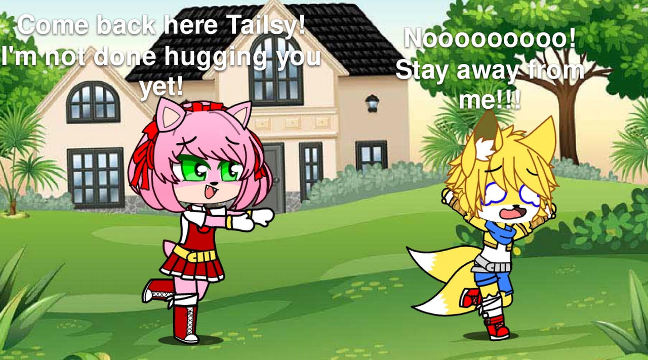 Amy Rose chasing Tails for a hug (AT) by ZeyadWeAhmedRezk on DeviantArt