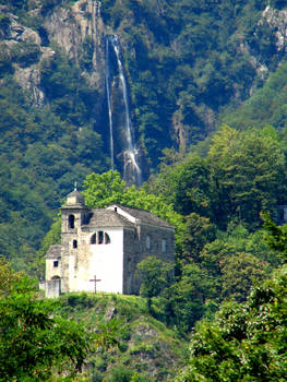 Church and Waterfall