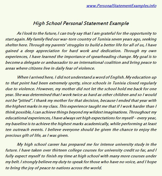 High School Personal Statement Examples for Guidan by personalstatement ...