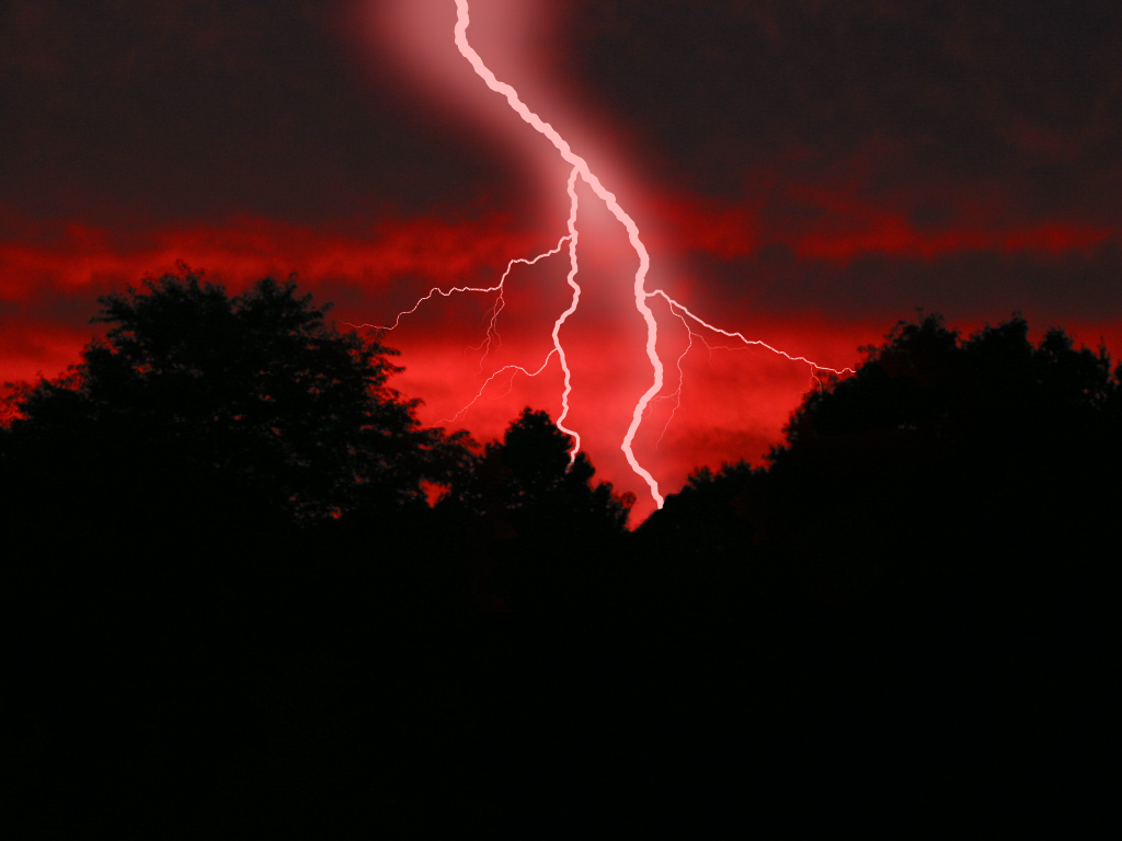 Red Sky with Lightning