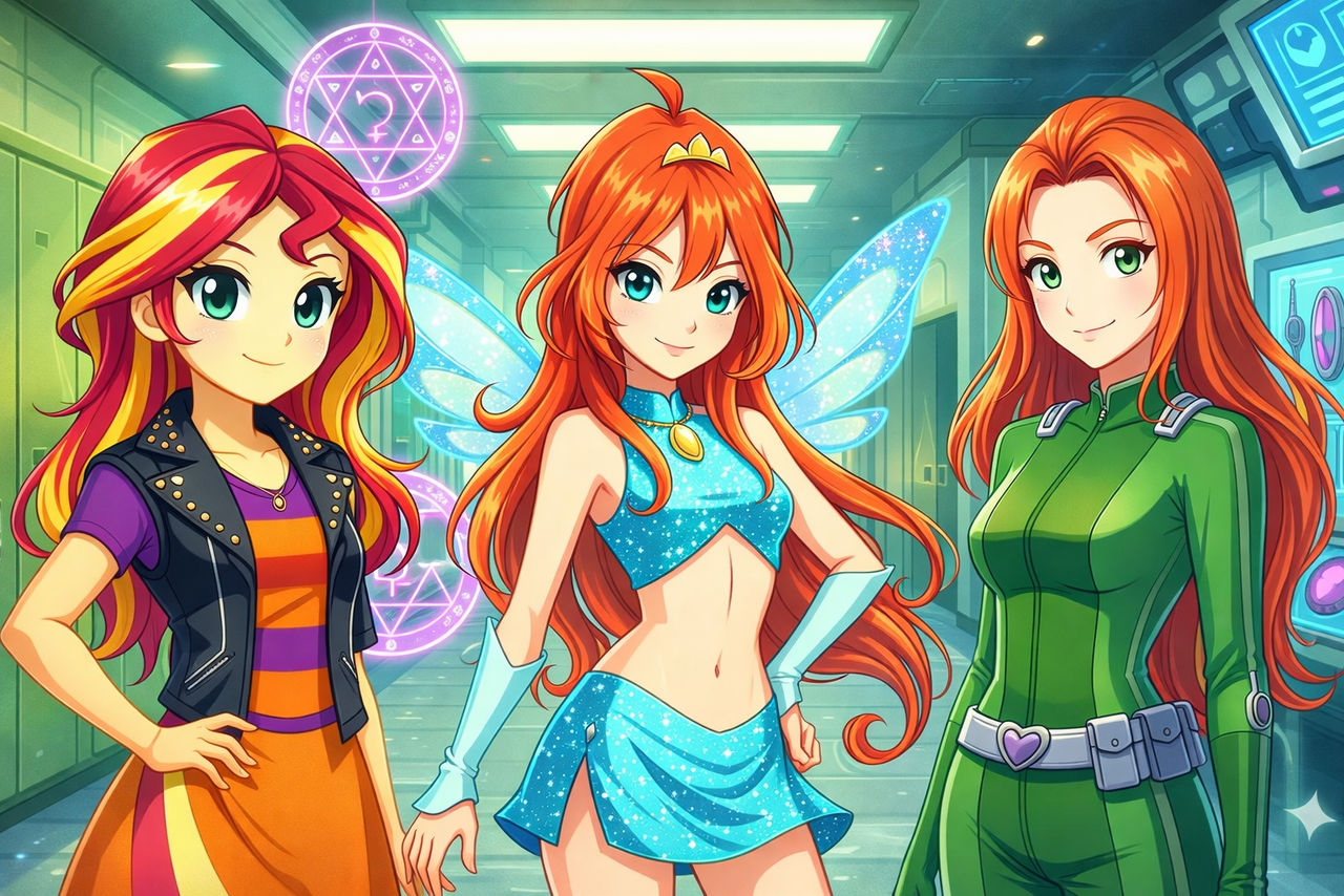 Sam Ralph Sunset Sunset Shimmer, Bloom and Sam by stephanysk on DeviantArt