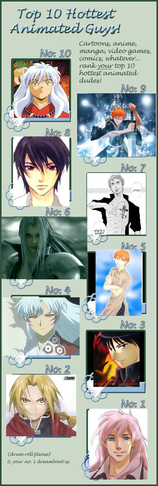 Top Ten Hottest Anime Guys by jamaicancrocodile on DeviantArt