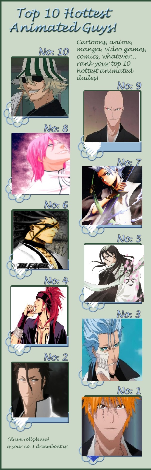 Top Ten Hottest Anime Guys +Bleach Edition+ by jamaicancrocodile on DeviantArt Top Ten Hottest Anime Guys +Bleach Edition+ by jamaicancrocodile on DeviantArt