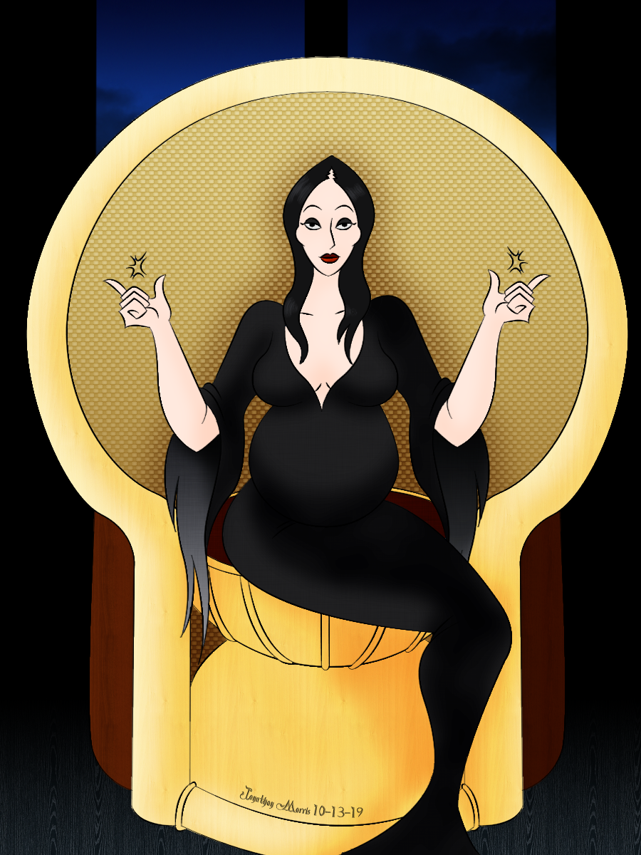 The Expecting Morticia Addams (Color)