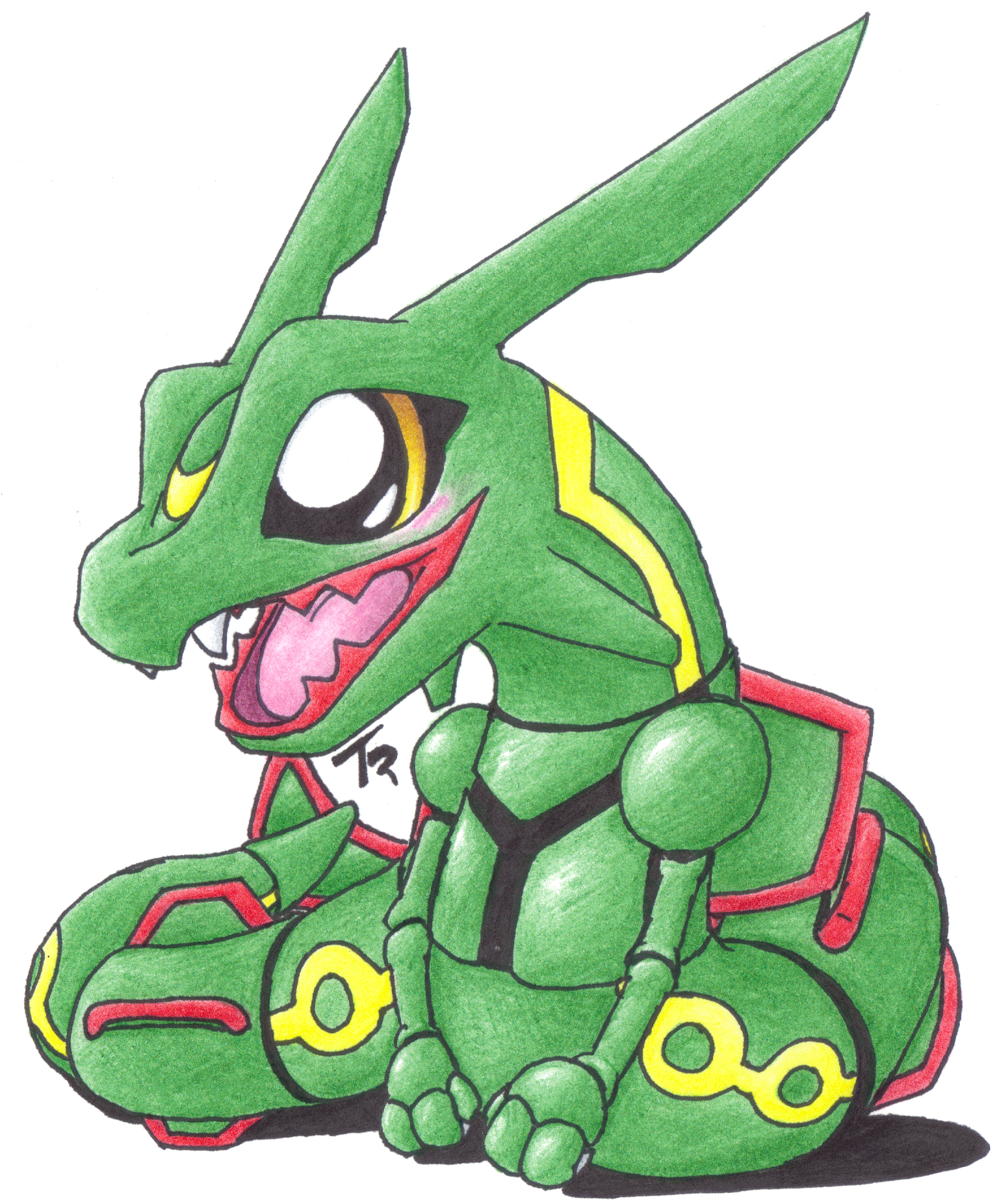 Pokemon: Shiny Rayquaza by GenkoNoMiko on deviantART