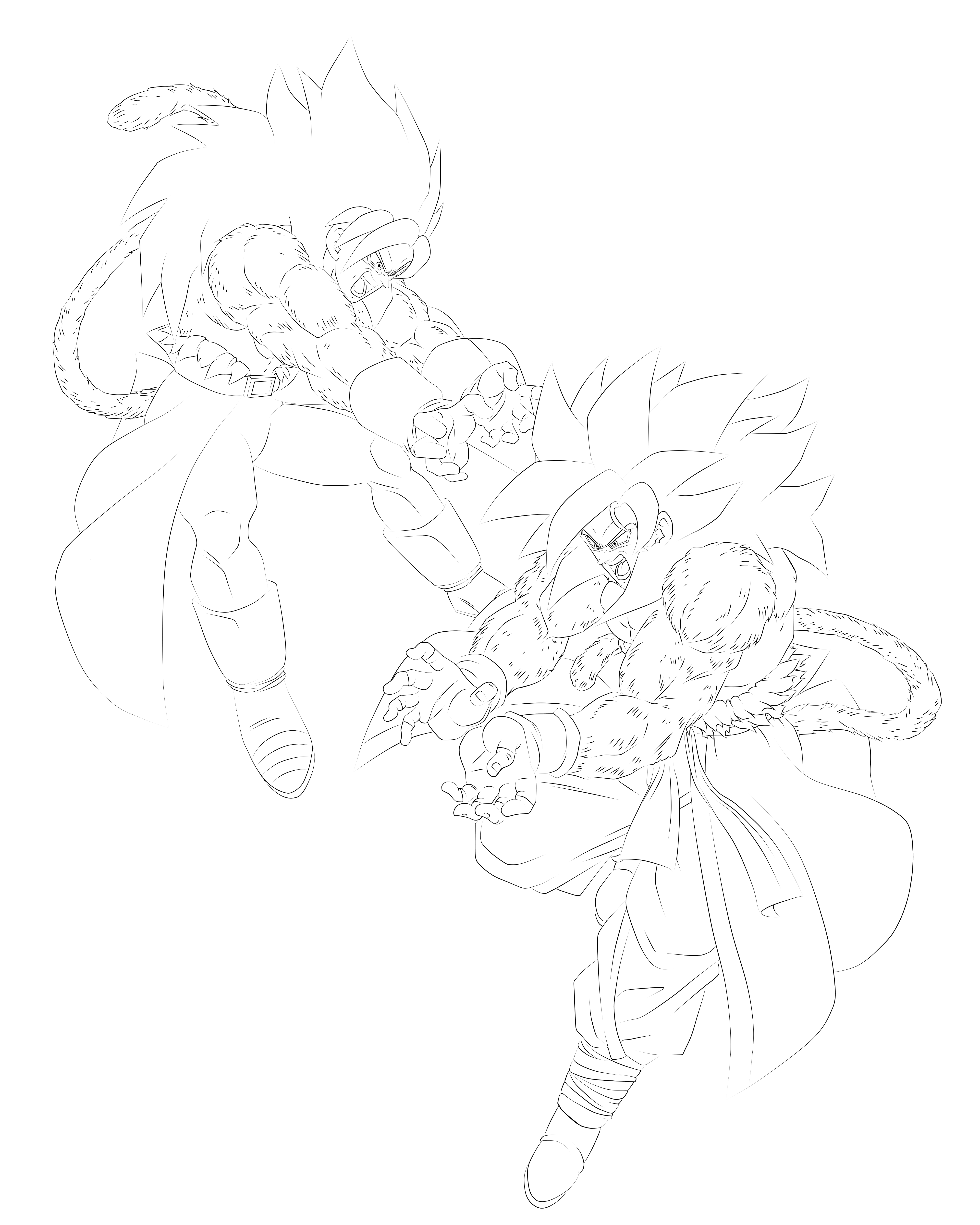 UR AGL Super Saiyayin 4 Kohaku y Ryu (LineArt)