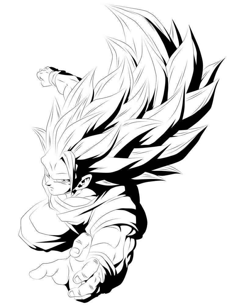 Super Saiyayin 3 Son Goku Lineart 3 Lr By Kirotoblack On Deviantart