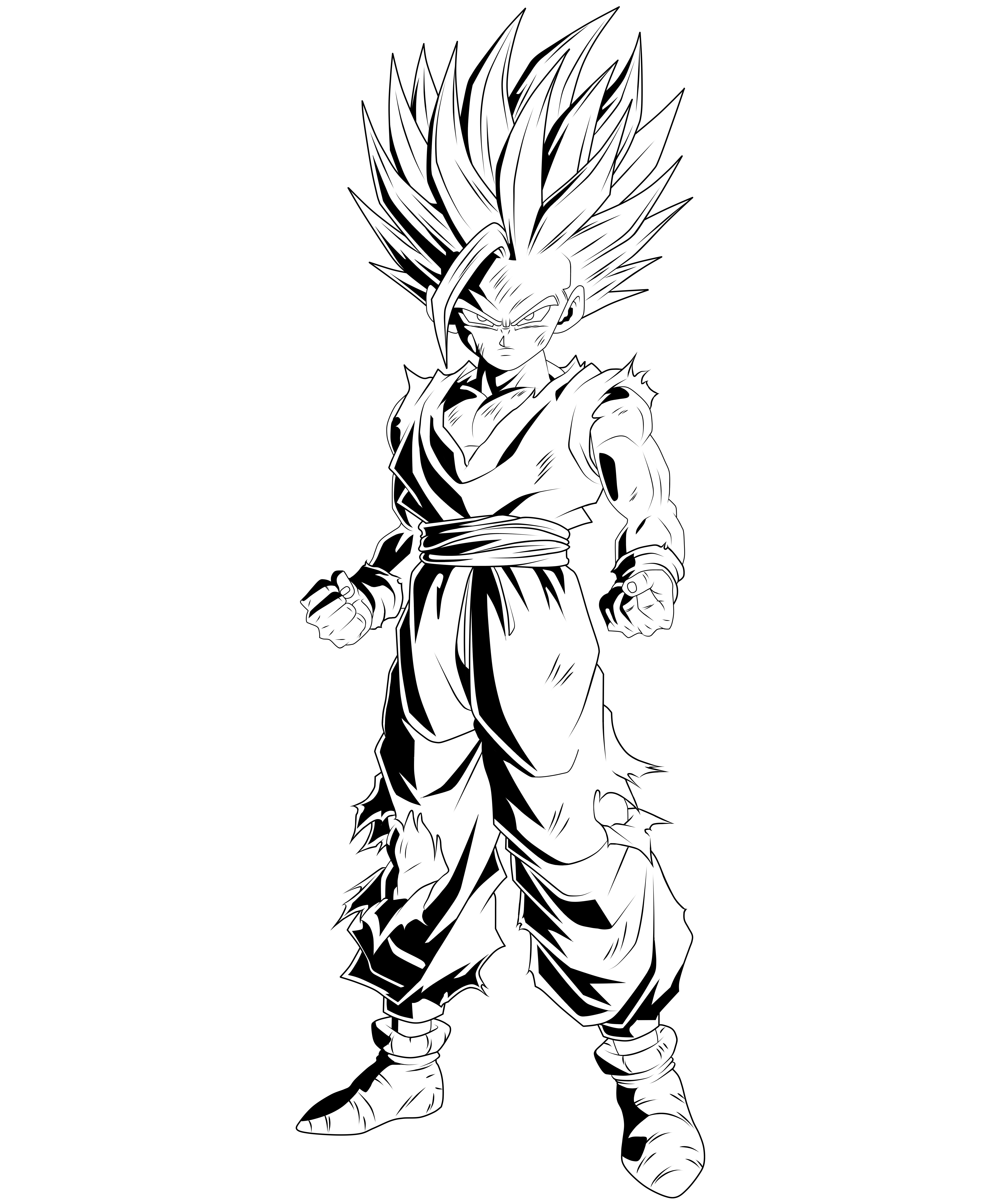 Super Saiyayin 2 Son Gohan LR (LineArt)