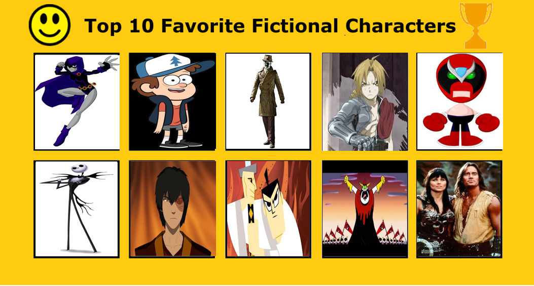 Top 10 Favorite Fictional Characters by oboeshoes16 on DeviantArt