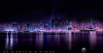 Panoramic Manhattan with Nightfall by AugenStudios