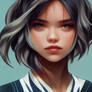 Young manga girl character portrait by Augen