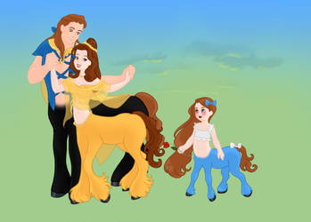 centar~ Belle, prince Adam, and daughter