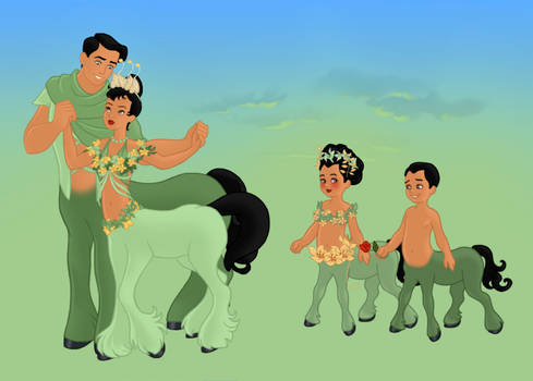 Centar~ Tiana, prince naveen, and children