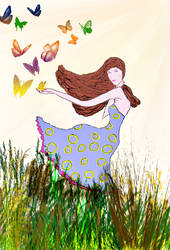 Girl with butterflies