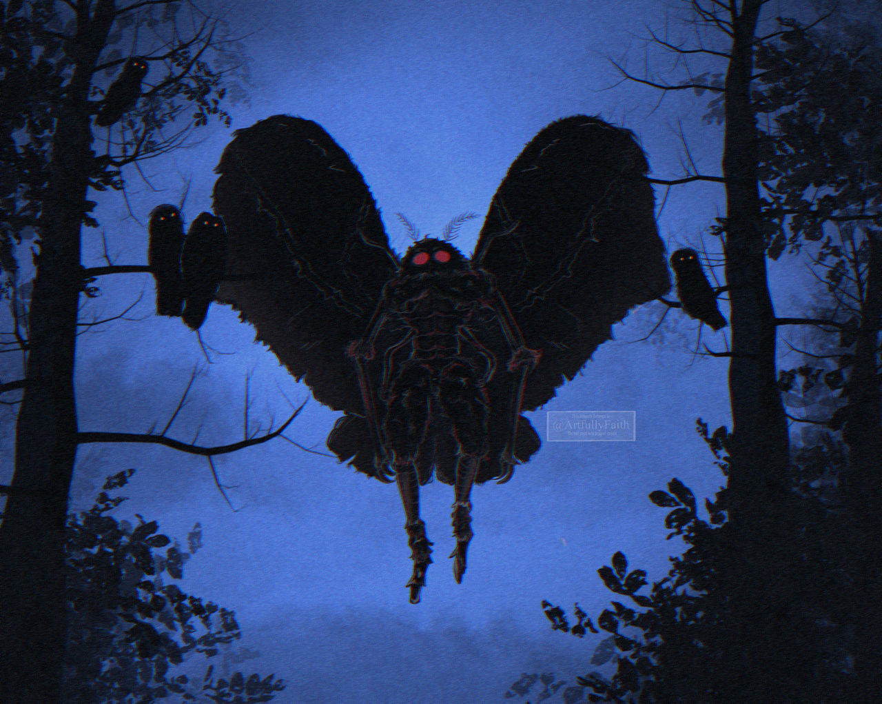 Mothman in the Night by Artfully-Faith on DeviantArt