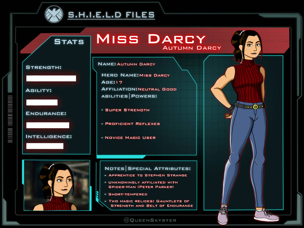 Marvel OC: Miss Darcy S H I E L D File by QueenJoou on DeviantArt Marvel OC: Miss Darcy S H I E L D File by QueenJoou on DeviantArt