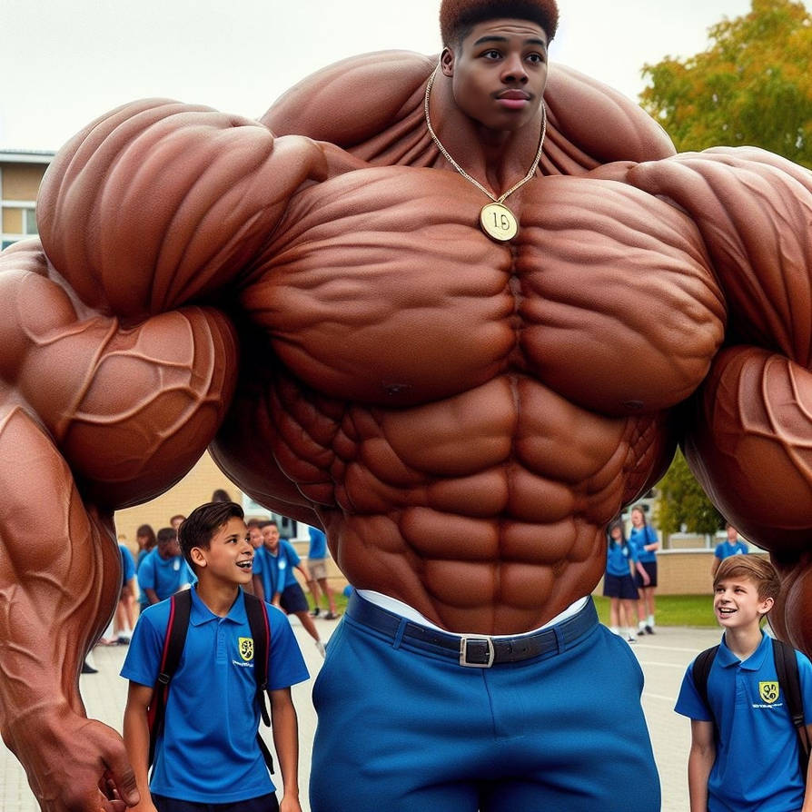 Our new colossal huge muscled Schoolfriend by AI-Muslephantasies on ...