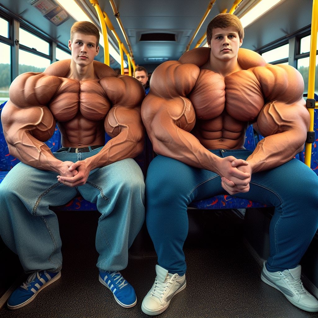Two big Musclehunks in Public Transport by AI-Muslephantasies on DeviantArt