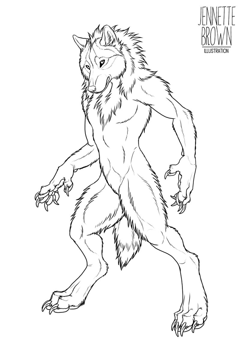 Free Standing Werewolf Lineart