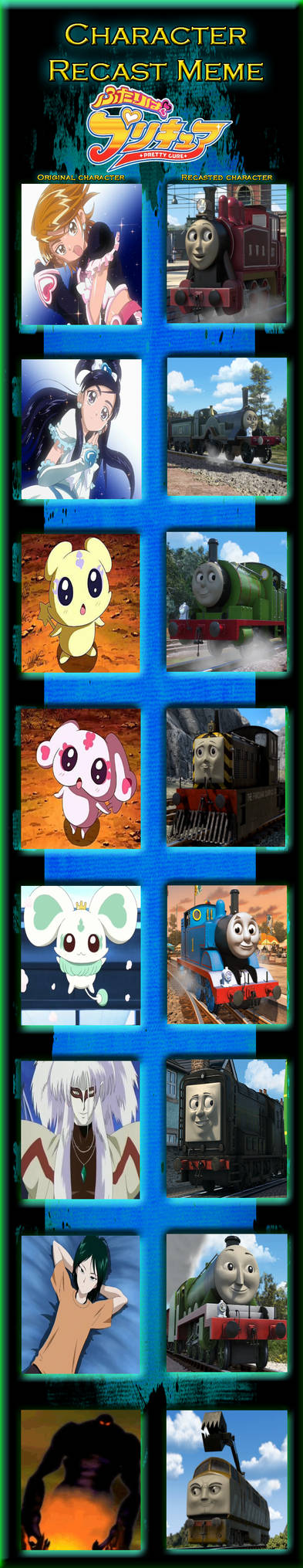 Thomas Pretty Thomas/Pretty Cure parody cast by JefftheDarkWolf on DeviantArt