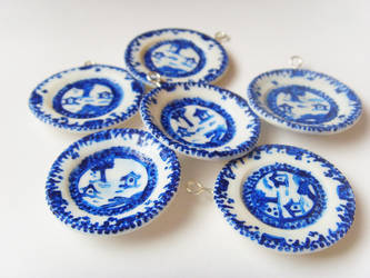 Blue n White Polymer Clay China Plates