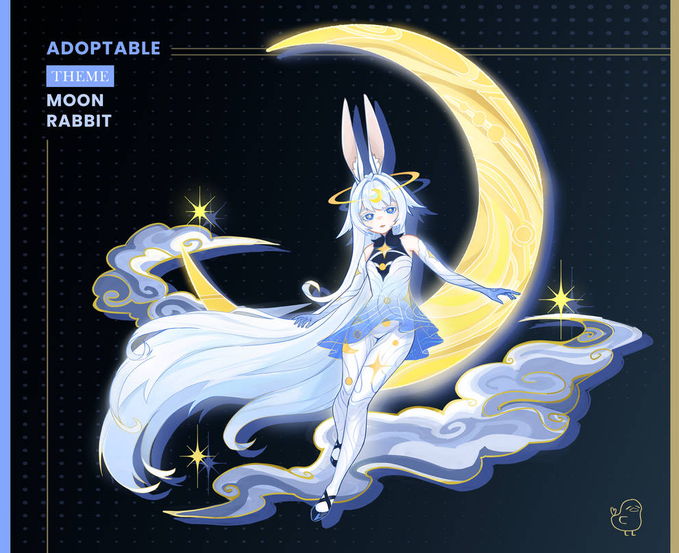 Adoptable / Theme : Moon rabbit by Birvy-Coffee3time on DeviantArt