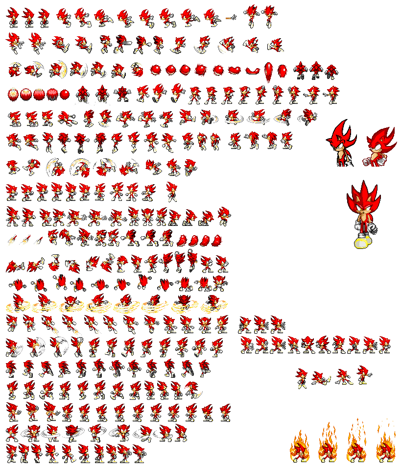 Fire sonic sprite sheet by MARCO-K1732 on DeviantArt