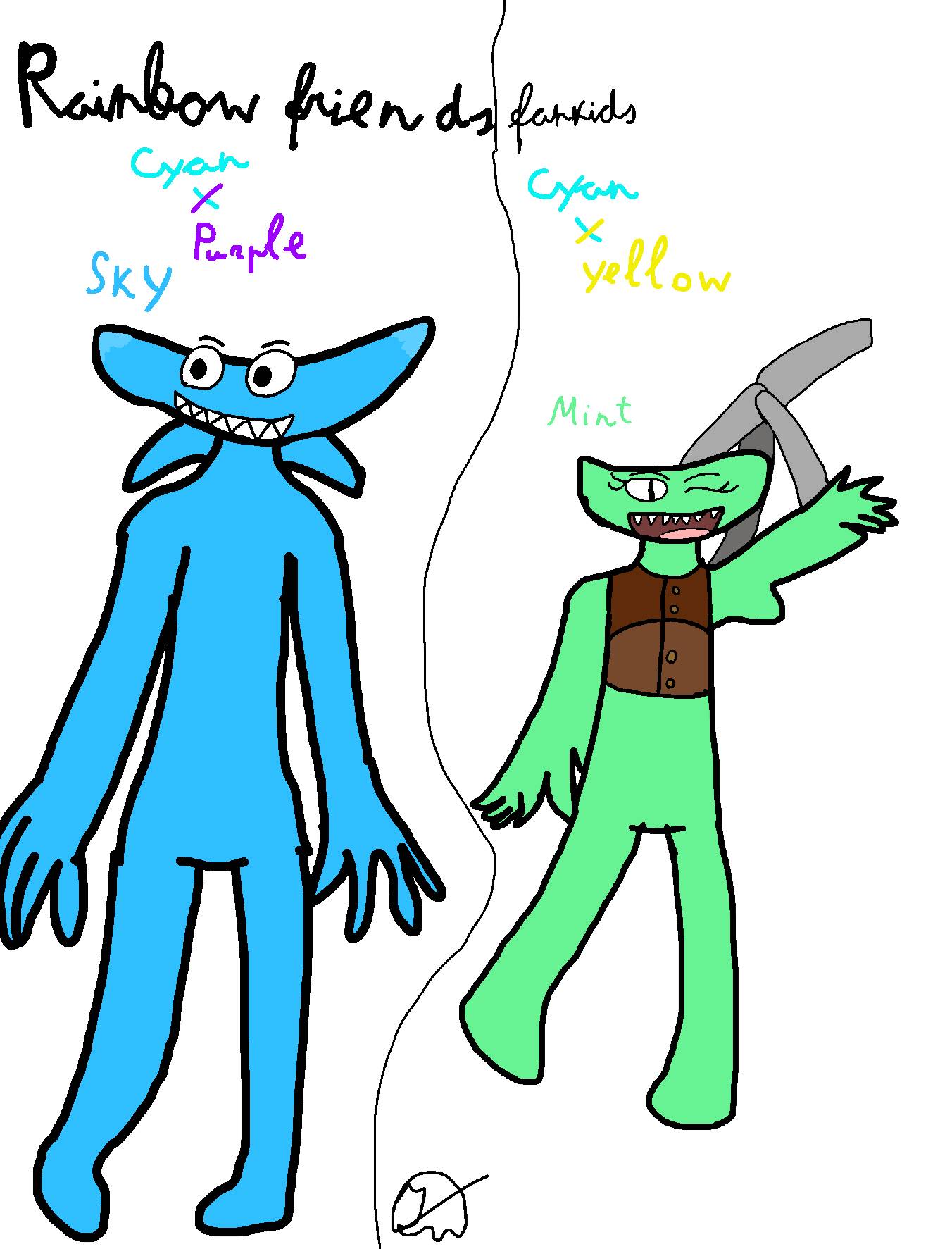 Mysterygameboss x cyan rainbow friends fanart by JackWarner2 on DeviantArt