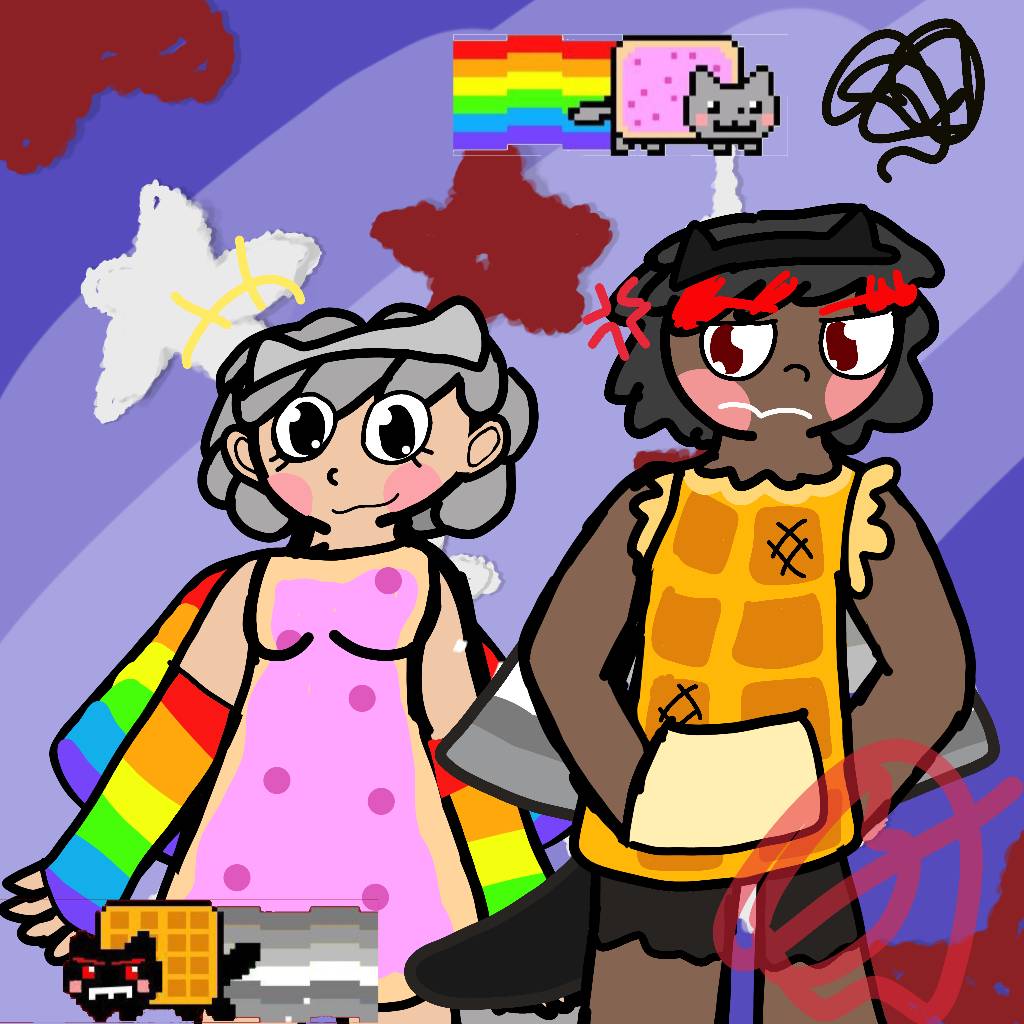 Nyan cat and Tac nyan (Humanization)