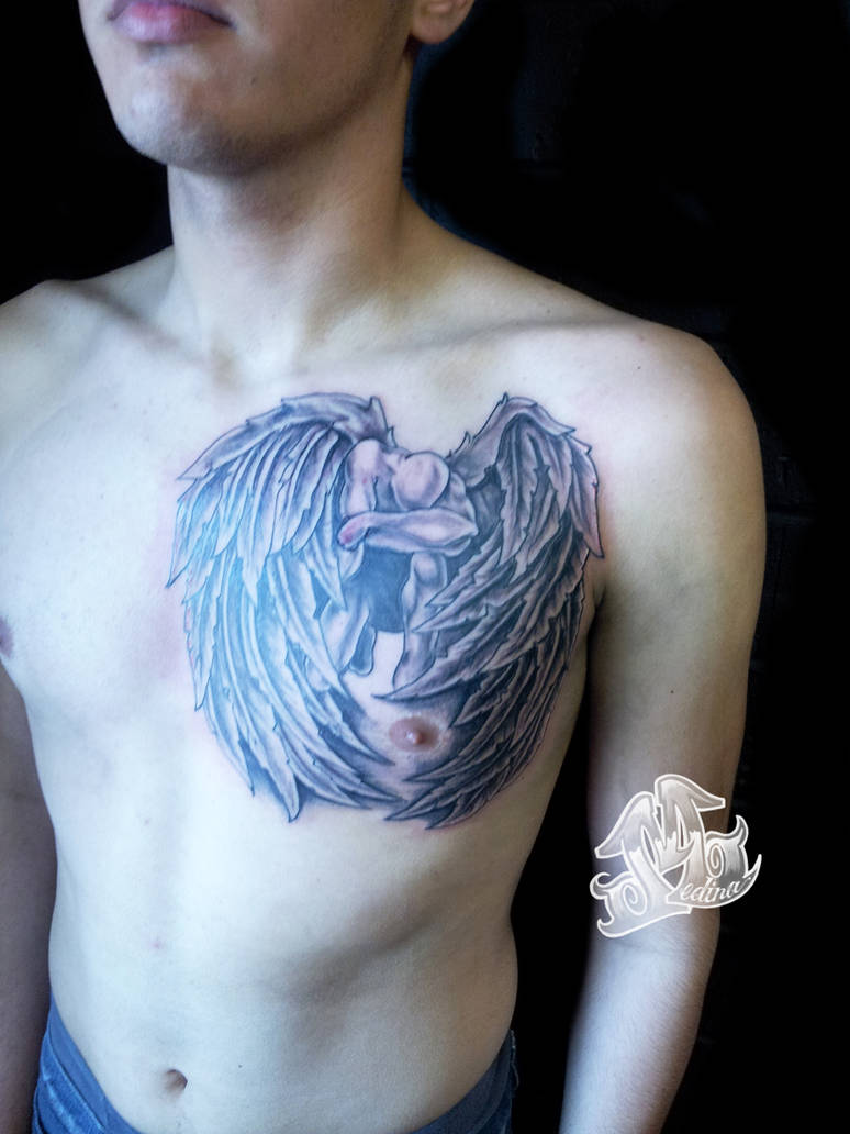 Fallen Angel Chest Tattoo by michaelmedinaart on DeviantArt