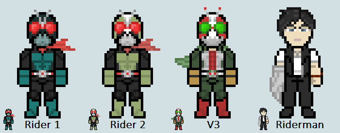 Chibi Rider sprite - Redesigned Showa Riders by Malunis on DeviantArt