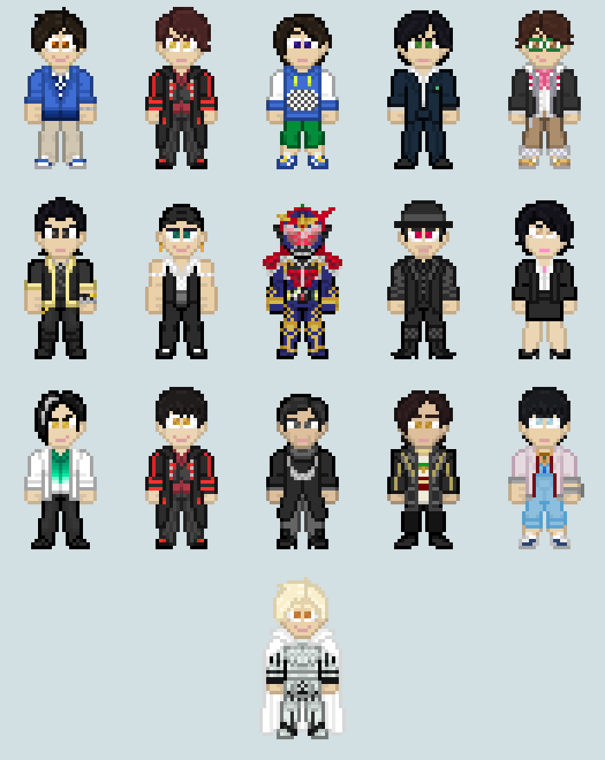 Chibi Rider sprite - Gaim Riders unmasked