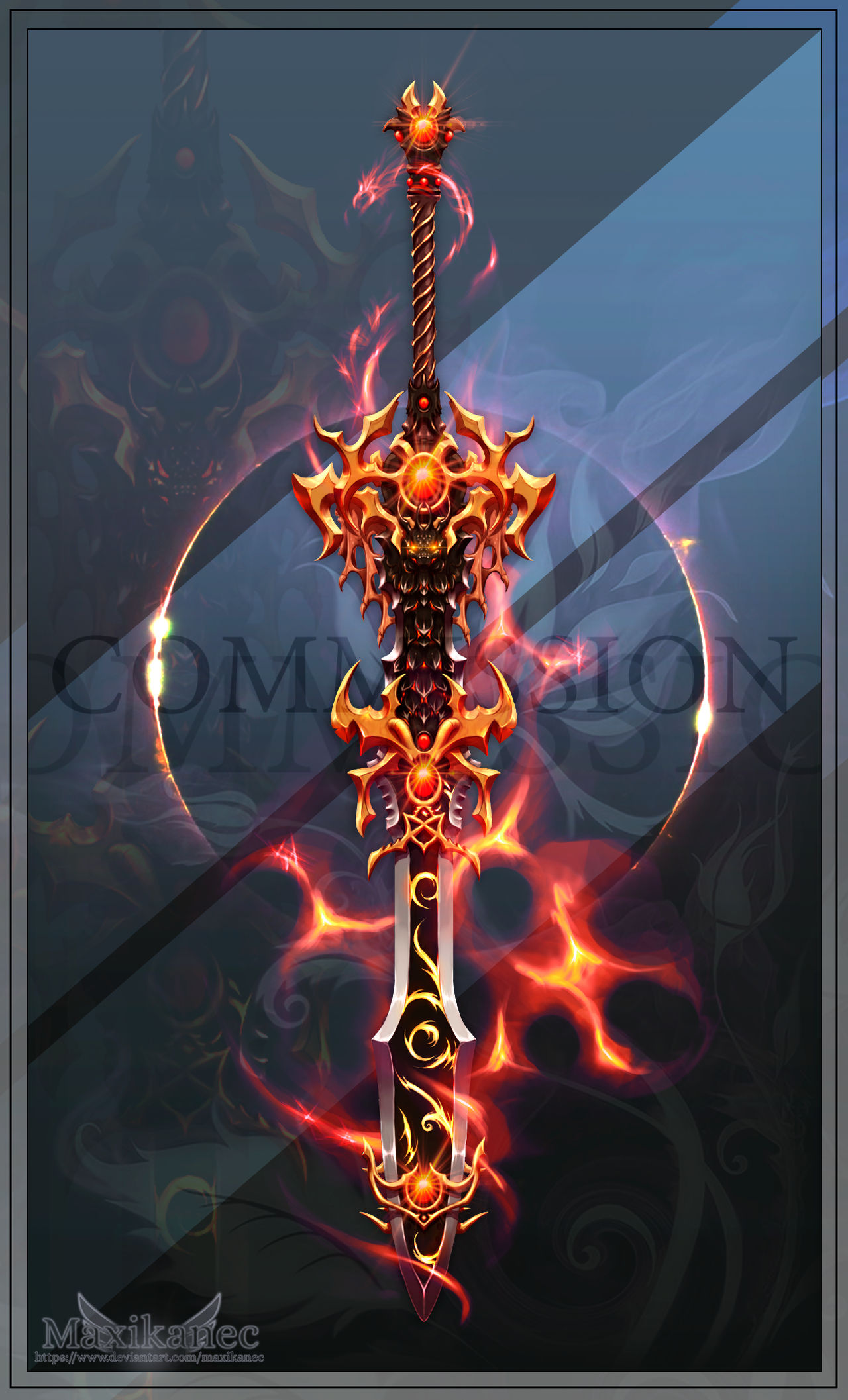 Commission Flaming Dragon Sword by Maxikanec on DeviantArt