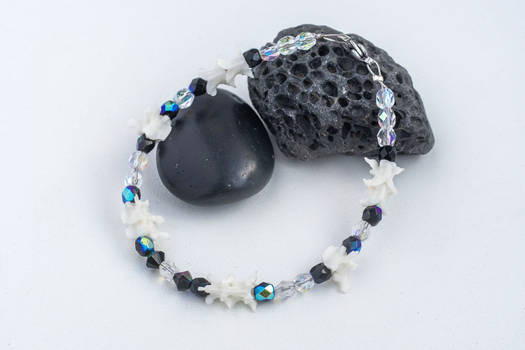 Snake bones and glass beads bracelet