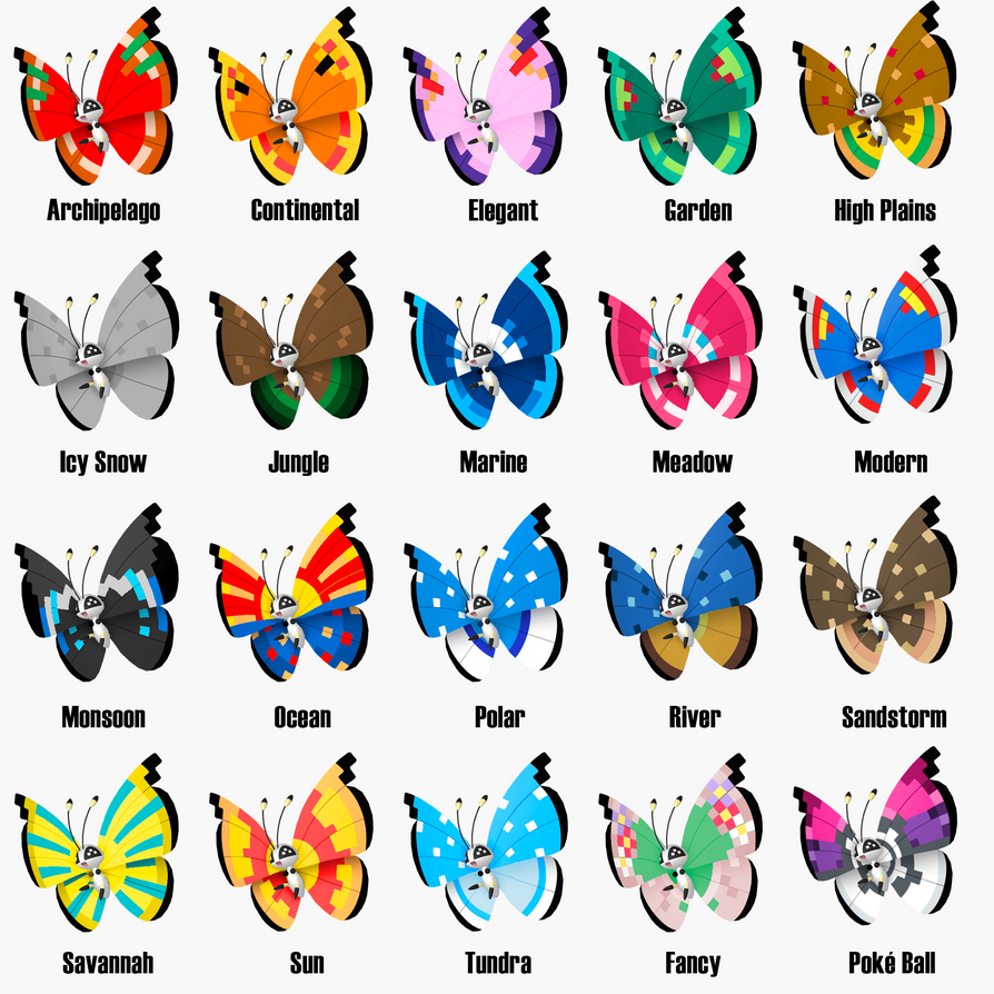 Vivillon Patterns - Custom Shiny Forms by Lucas-Zero on DeviantArt