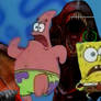 Spongebob and Patrick run from alien 