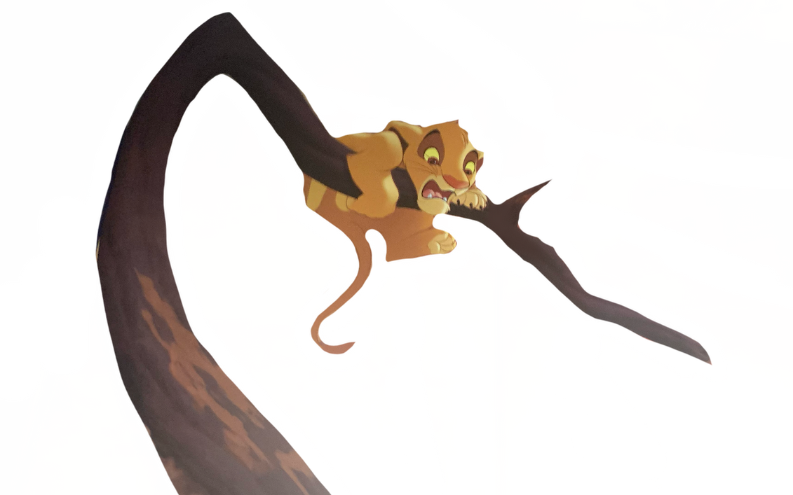 Simba hanging on to the tree by Walking-With-Dragons on DeviantArt