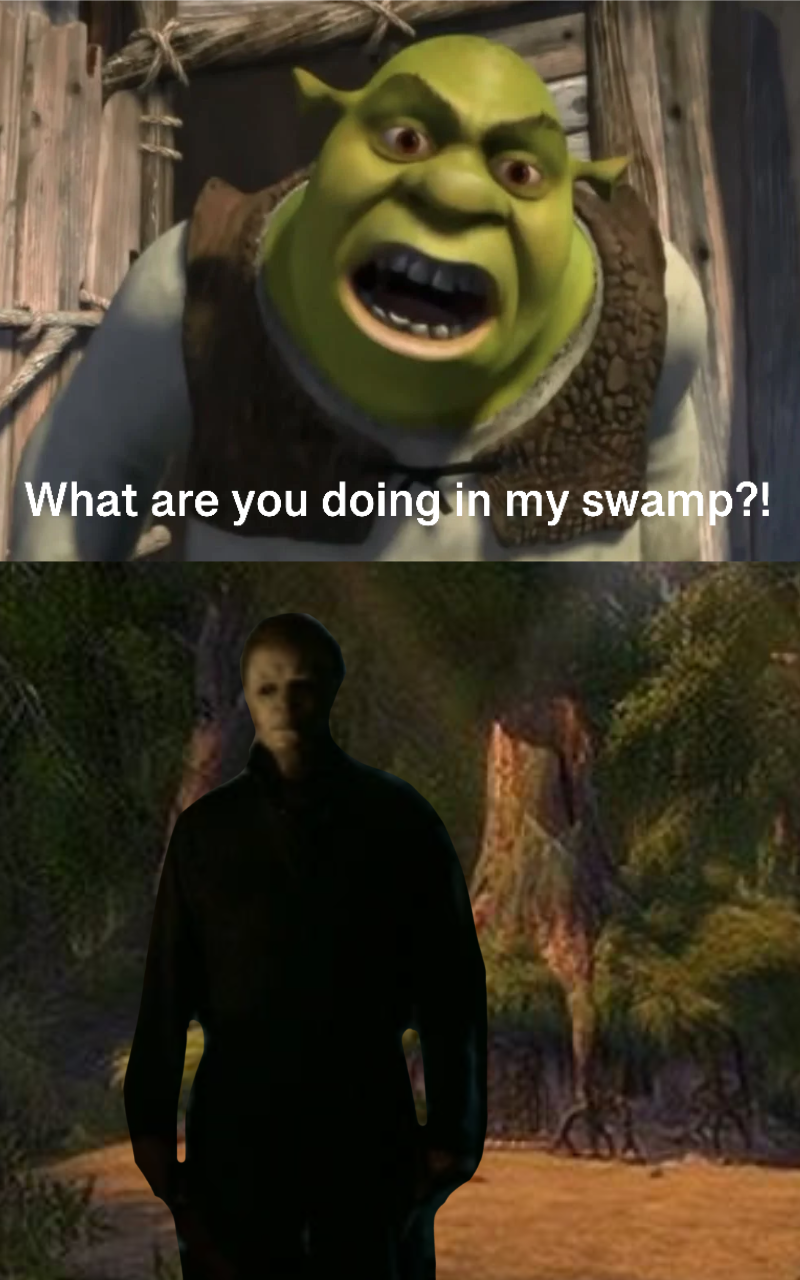 What is Michael Myers doin in shreks swamp?! by DracoAwesomeness on ...