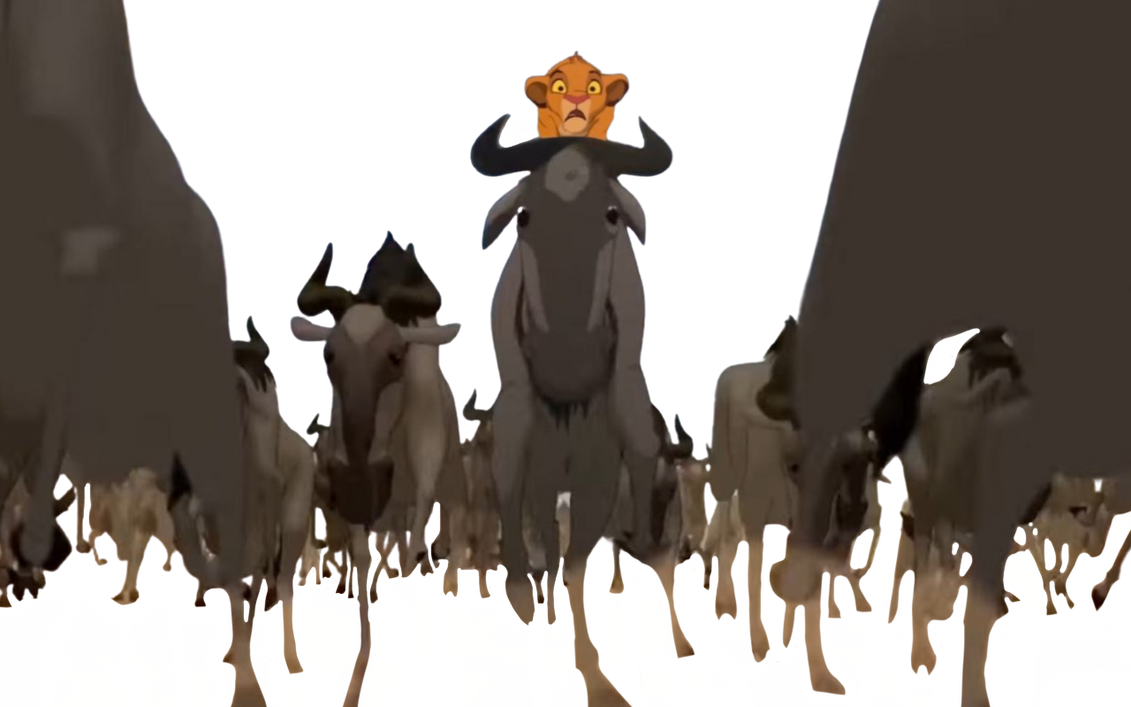 Simba riding the wildebeest full png by DracoAwesomeness on DeviantArt