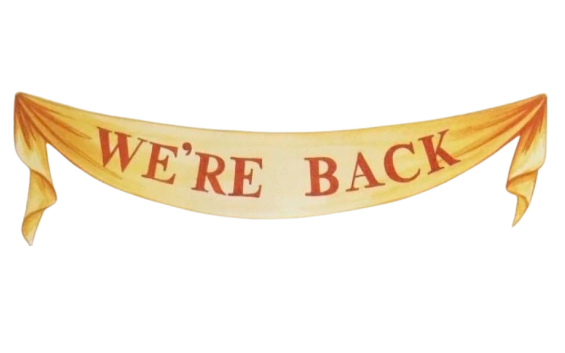 We're back sign by DracoAwesomeness on DeviantArt
