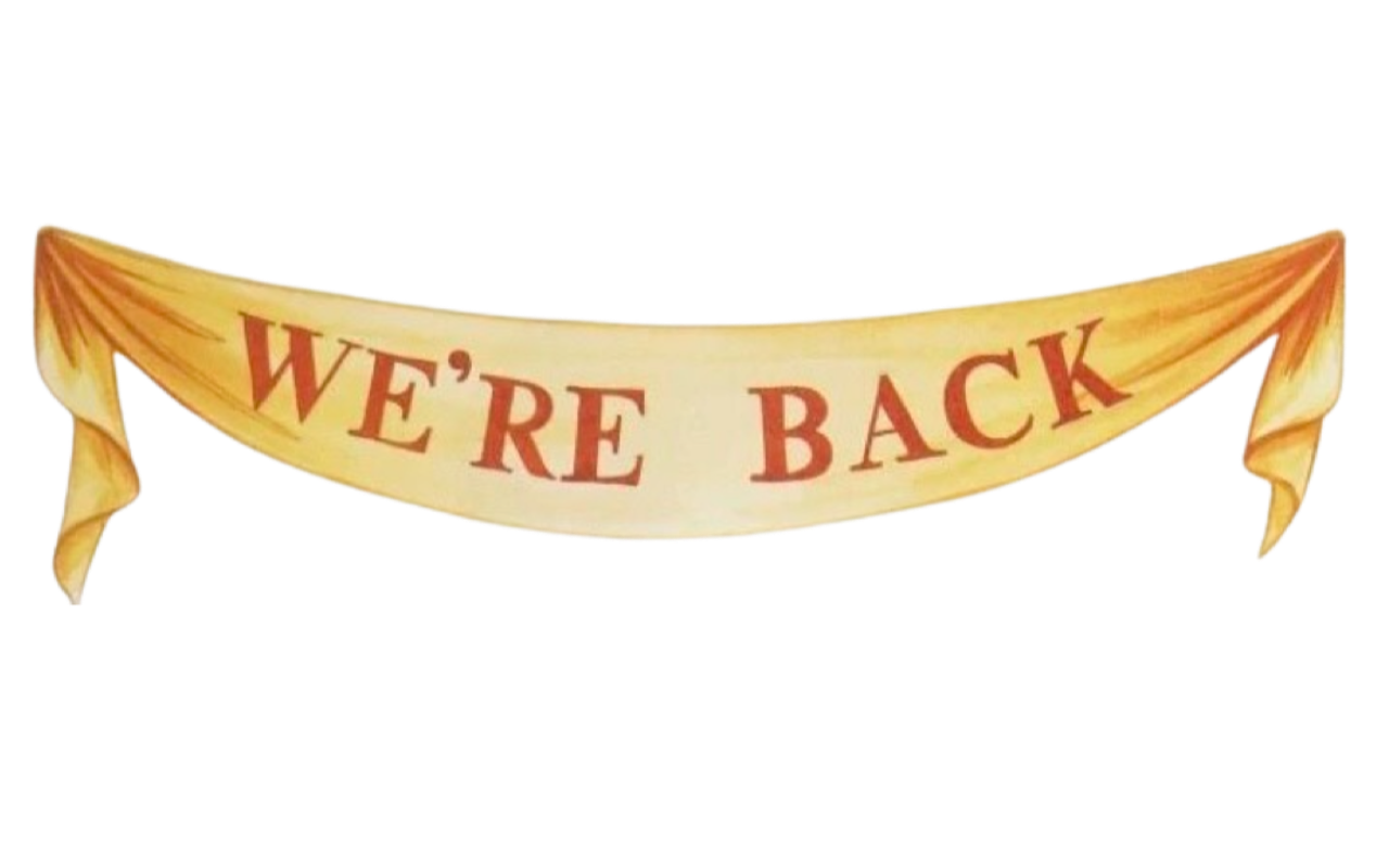 We're back sign by DracoAwesomeness on DeviantArt