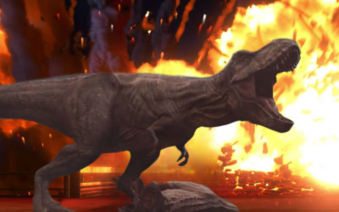 T. rex roars at explosion by DracoAwesomeness on DeviantArt