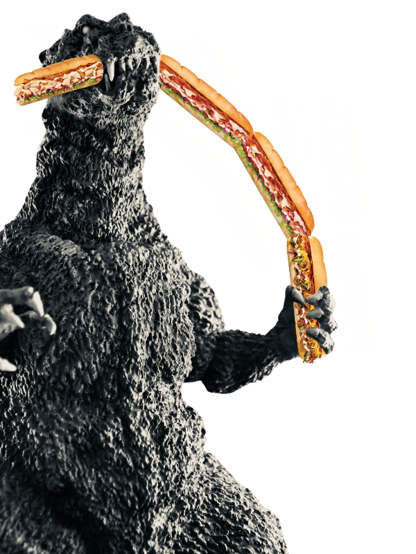 Godzilla Eats Rondo Godzilla eats subway sandwich train by DracoAwesomeness on DeviantArt