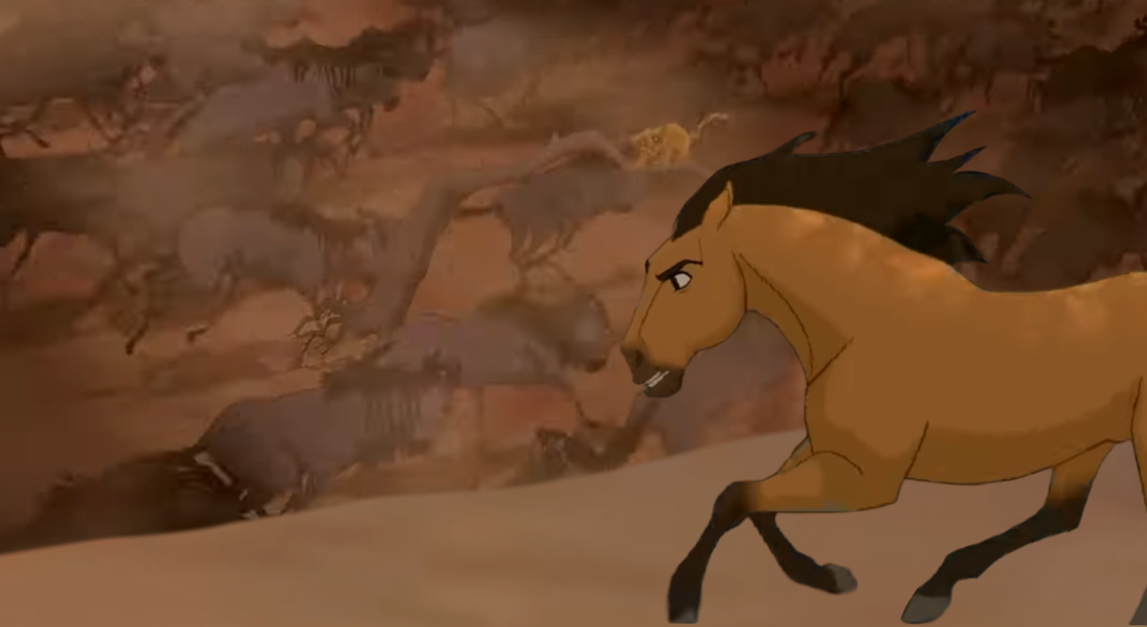 Simba Chasing Spirit saving Simba by DracoAwesomeness on DeviantArt