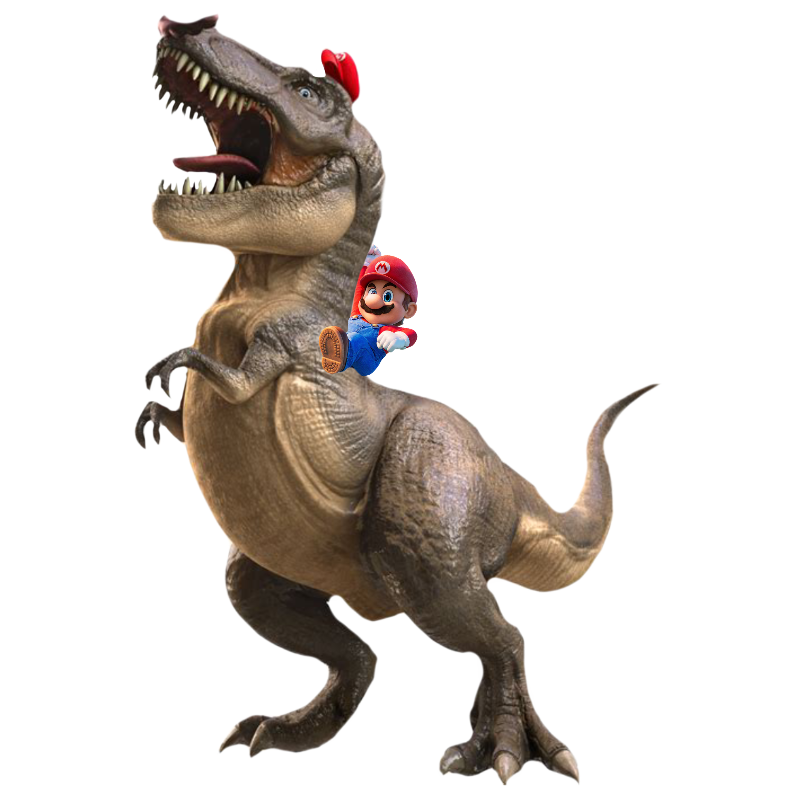 Mario rides the mariosaurus Rex by DracoAwesomeness on DeviantArt